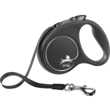 Повідець-рулетка Flexi Black Design M для собак до 25 кг, 5 м, стрічка, чорна