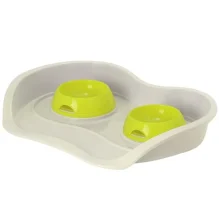 Столик з мисками Moderna Pet Menu для котів і собак 2×200 мл, лимонний, 56×39 см