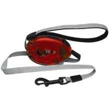Поводок-рулетка Flamingo Dogx2Go Belt Glassy L для собак до 35 кг, світловідбиваючі стрічка, червона, 2 м