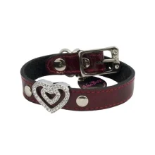 Нашийник Shiboo Double-Heart Два серця для собак, бордовий, 25 см/1.5 см