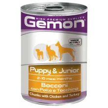 Вологий корм GEMON DOG WET Puppy & Junior шматочки з куркою та індичкою 0,415 кг