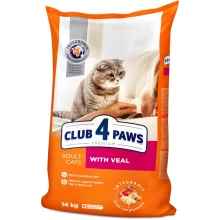 Сухий корм Клуб 4 Лапи Adult Cats Premium для дорослих котів, з телятиною, 14 кг