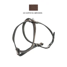 Шлея Cristel для собак, шкіра зеніт, прошита, 12 мм / 32 см / 38-48 см, коричневий