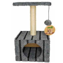 Кігтеточка-будиночок AnimAll, з полицею, сизаль, 50 см