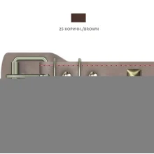 Нашийник Cristel "Ромб" для собак, зі шкіри, прошитий, з прикрасою, 25 мм / 41-50 см, коричневий