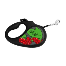 Повідець-рулетка Waudog R-leash для собак, малюнок "Калина", L, до 50 кг, 5 м, стрічка, чорний