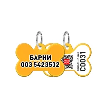 Адресник персональний WAUDOG Smart ID з QR-паспортом, без малюнка, діаметр 38 × 25 мм, золото