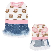 Футболка Monkey Daze Logo Dress з джинсової спідницею для собак, розмір XS, різнобарвне