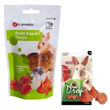 Ласощі Flamingo Drops Strawberry для гризунів, дропси з полуницею, 75 г