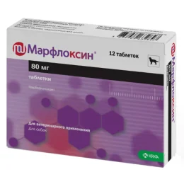 Таблетки KRKA Марфлоксін, антибіотик для собак і кішок, 80 мг, 12 таб
