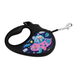 Повідець-рулетка Waudog R-leash для собак, малюнок "Рік і Морті 1", M, до 25 кг, 5 м, стрічка, чорний