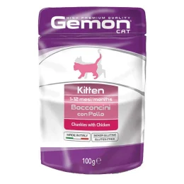Вологий корм GEMON CAT WET Kitten шматочки з куркою 0,1 кг