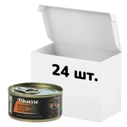 Упаковка консервів AnimAll для котів, ніжний мус із качки, 80 г, 24 штуки