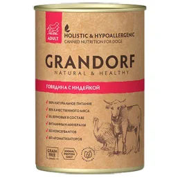 Консерви Grandorf Beef&Turkey для дорослих собак, з яловичиною та індичкою, 400 г
