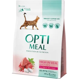 Сухий корм Optimeal для дорослих котів, з телятиною, 200+100 г