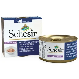 Консерви Schesir Tuna Whitebait Rice для котів, тунець з мальками і рисом в своєму соку, банку 85 г