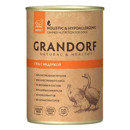 Консерви Grandorf Goose&Turkey для дорослих собак, з м'ясом гусака та індички, 400 г