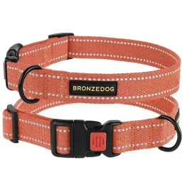 Нашийник BronzeDog Cotton, для собак, брезент, світловідбиваючий, фастекс пластик, помаранчевий, 43-66×2.5 см