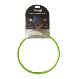 Нашийник AnimAll LED для собак, розмір L, 70 см, зелений