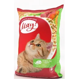 Сухий корм Мяу з м'ясом, рисом і овочами для котів, 11 кг