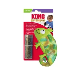 Іграшка KONG Refillables Chameleon для котів, хамелеон зі змінним блоком із котячою м’ятою, 3.18×7.62×11.43 см