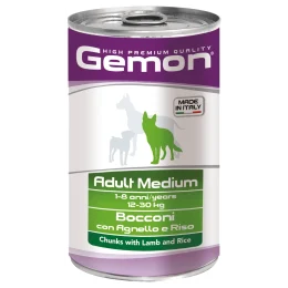 Вологий корм GEMON DOG WET Medium Adult шматочки з ягням і рисом 1,25 кг