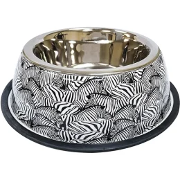 Миска Croci Animalier Zebra для собак, нержавіюча з гумовим підставою, 200 мл, 17 см