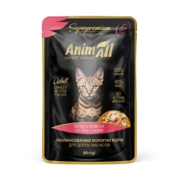 Вологий корм АнімАлл для котів, курка з креветками, 80 г