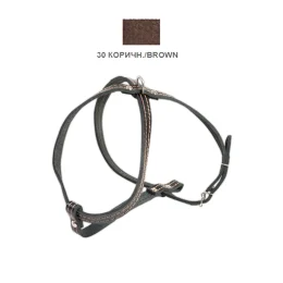 Шлея Cristel для собак, шкіра зеніт, прошита, 12 мм / 32 см / 38-48 см, коричневий