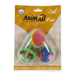 Набір м'ячиків AnimAll Fun Cat в асортименті, для котів, 3 шт