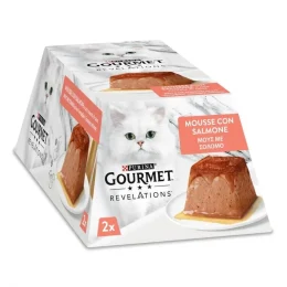 Вологий корм Purina Gourmet Revelations для дорослих котів, з лососем та підливкою, мус, 2 × 57 г