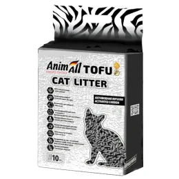 Соєвий наповнювач AnimAll Tofu Carbon для котів, з активованим вугіллям, 10 літрів (4.66 кг)