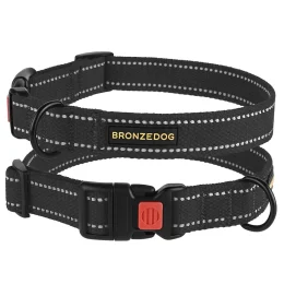 Нашийник BronzeDog Cotton, для собак, брезент, світловідбиваючий, фастекс пластик, графіт, 43-66×2.5 см