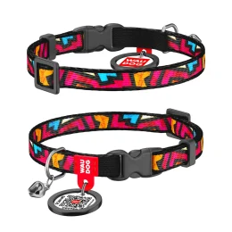 Нашийник для кішок WAUDOG Nylon з QR паспортом, малюнок "Графіті" ширина 10 мм, довжина 20-30 см