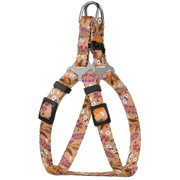 Шлея BronzeDog Urban для собак, нейлон, принт квіти, бежевий, 24-30 см