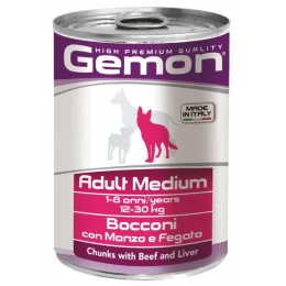 Вологий корм GEMON DOG WET Medium Adult шматочки з яловичиною і печінкою 0,415 кг