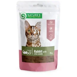 Ласощі Nature's Protection snack for cats with rabbit and chia seeds, для котів кролик з насінням чіа, 75 г
