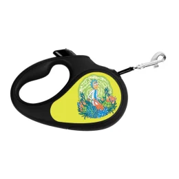 Повідець-рулетка Waudog R-leash для собак, малюнок "Рік і Морті 2", L, до 50 кг, 5 м, стрічка, чорний