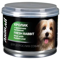 Вологий корм AnimAll для собак, з кролем та кролячою печінкою, 195 г