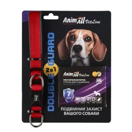 Комплект AnimAll VetLine Double Guard нашийник з протипаразитарною стрічкою для собак, 20 мм, 320 - 400 мм, червоний