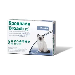 Краплі Boehringer Ingelheim Broadline Спот-он проти паразитів для котів, S, до 2.5 кг, ціна за 1 аплікатор