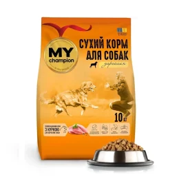 Сухий повнораціонний корм Мій чемпіон для собак, з куркою, 10 кг