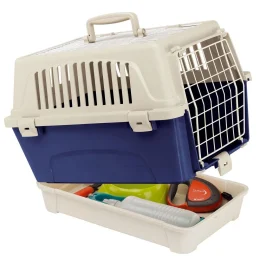 Переноска Ferplast Carrier Atlas 10 Open Organizer для котів, собак і гризунів, біло-синя, 48×33×34 см