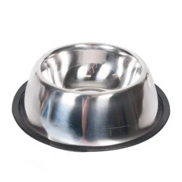 Миска Flamingo Dish Rubber Rim для собак, з гумовим обідком, нержавіюча, 900 мл, 17 см