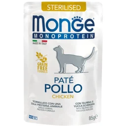 Вологий корм Monge Cat Monoprotein Sterilised для стерилізованих котів, паштет, з куркою, 85 г