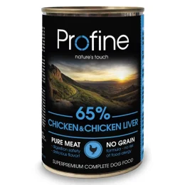 Вологий корм Profine Dog для собак, з куркою та курячою печінкою, 400 г