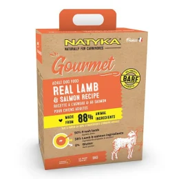 Напіввологий корм Natyka Gourmet Adult Lamb&Salmon для дорослих собак, рецепт з ягням і лососем, 9 кг