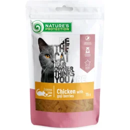 Ласощі Nature's Protection snack for cats with chicken and goji berries для котів, снеки з курки з ягодами годжі, 75 г