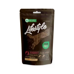 Ласощі Nature's Protection Lifestyle Snack For Dogs Soft Rabbit Dices with Chia Seeds для собак, кролятина з насінням чіа, 75 г