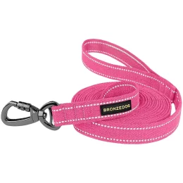 Повідець BronzeDog Cotton для собак, брезент з карабіном на замку, рожевий, 500×3.2 см